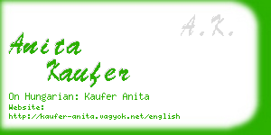 anita kaufer business card